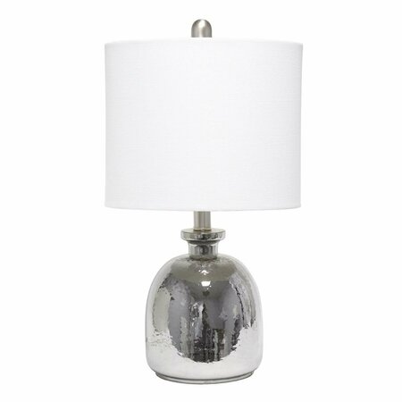 ELEGANT GARDEN DESIGN Elegant Designs Silvery Glass Table Lamp with White Shade LT3316-WHT